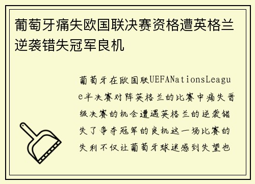 葡萄牙痛失欧国联决赛资格遭英格兰逆袭错失冠军良机